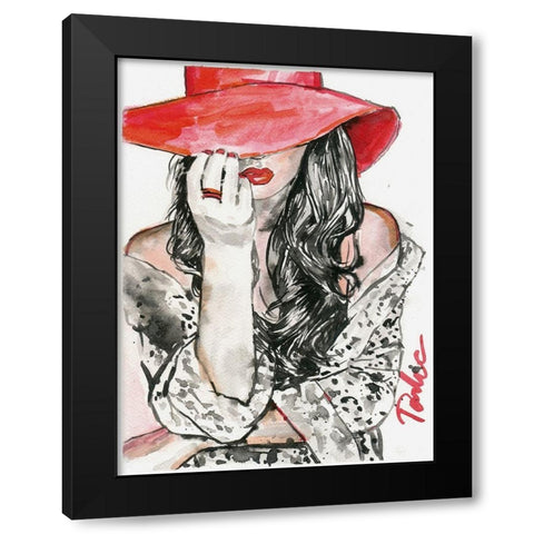 Fashin Lady Black Modern Wood Framed Art Print with Double Matting by Tashe