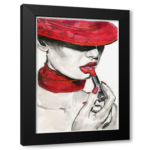 Ready for Kiss Black Modern Wood Framed Art Print with Double Matting by Tashe