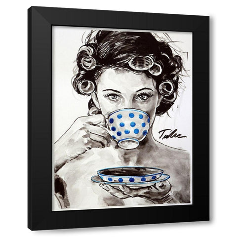 Busy Morning Black Modern Wood Framed Art Print by Tashe