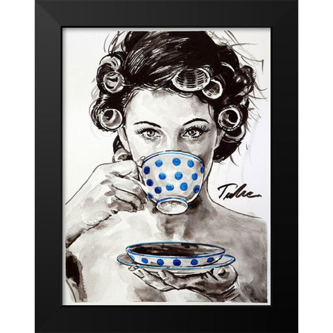 Busy Morning Black Modern Wood Framed Art Print by Tashe