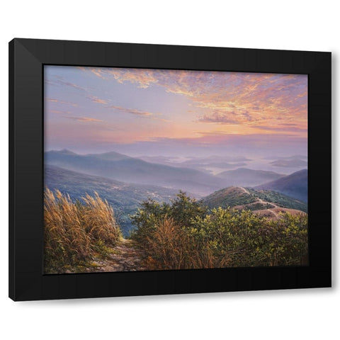 Mountains Black Modern Wood Framed Art Print by Yushkevich, Viktor