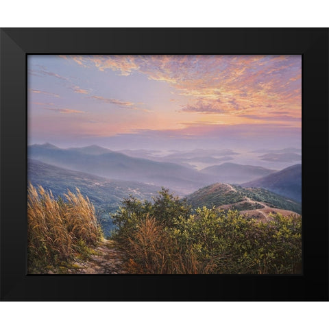 Mountains Black Modern Wood Framed Art Print by Yushkevich, Viktor