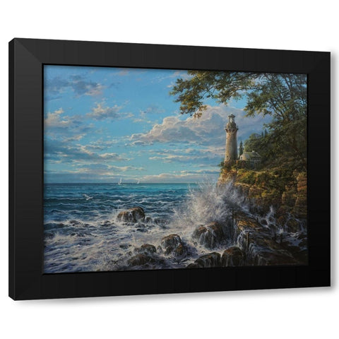 Namelss Lighthouse Black Modern Wood Framed Art Print with Double Matting by Yushkevich, Viktor