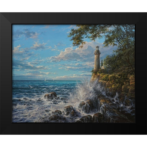 Namelss Lighthouse Black Modern Wood Framed Art Print by Yushkevich, Viktor