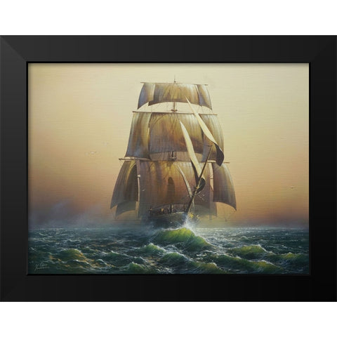 Sail Black Modern Wood Framed Art Print by Yushkevich, Viktor