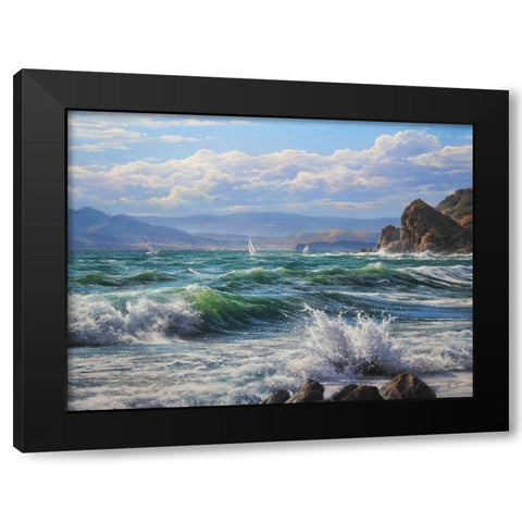 Sea Coast Black Modern Wood Framed Art Print with Double Matting by Yushkevich, Viktor