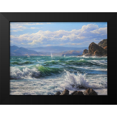 Sea Coast Black Modern Wood Framed Art Print by Yushkevich, Viktor