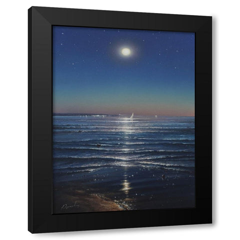 Night on the Sea Black Modern Wood Framed Art Print by Yushkevich, Viktor
