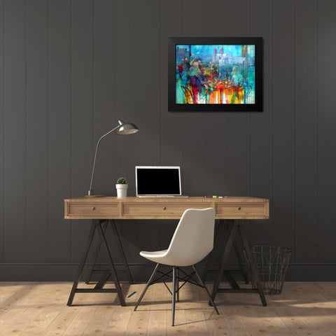 Bonsoir Mademoiselle Paris Black Modern Wood Framed Art Print by Zakrynycny, Viktor