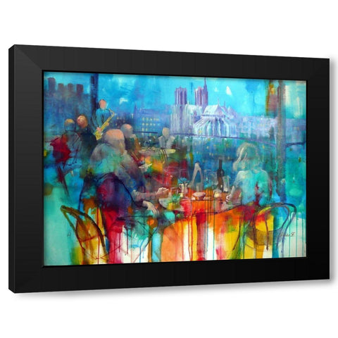 Bonsoir Mademoiselle Paris Black Modern Wood Framed Art Print by Zakrynycny, Viktor