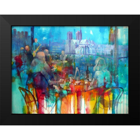 Bonsoir Mademoiselle Paris Black Modern Wood Framed Art Print by Zakrynycny, Viktor