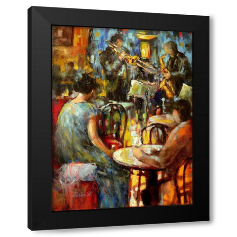Jazz Evening Black Modern Wood Framed Art Print with Double Matting by Zakrynycny, Viktor