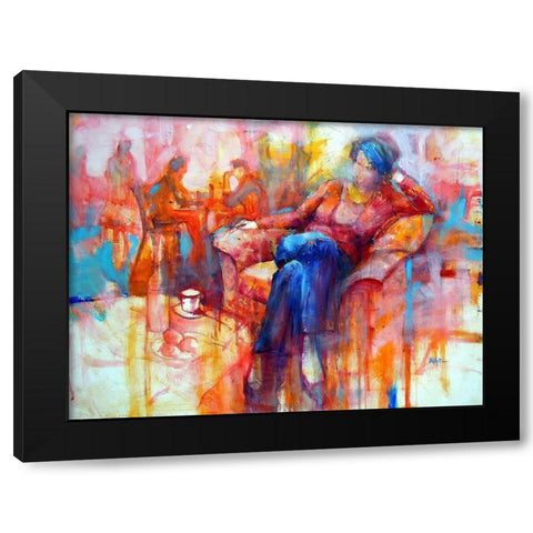 Thoughtful Black Modern Wood Framed Art Print by Zakrynycny, Viktor