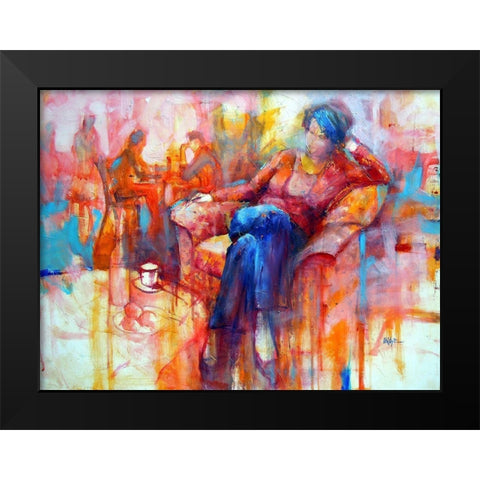 Thoughtful Black Modern Wood Framed Art Print by Zakrynycny, Viktor