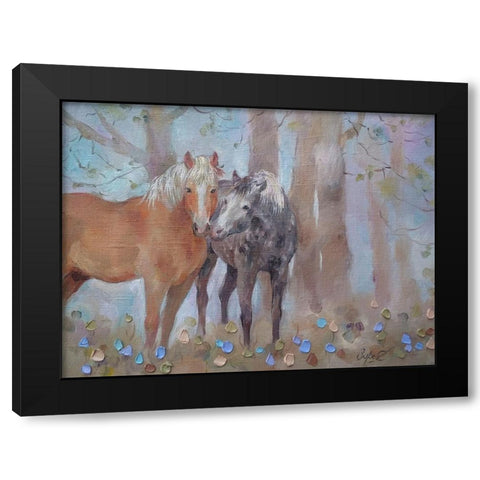 Horses in Love I Black Modern Wood Framed Art Print with Double Matting by Zareckaye, Tatiana