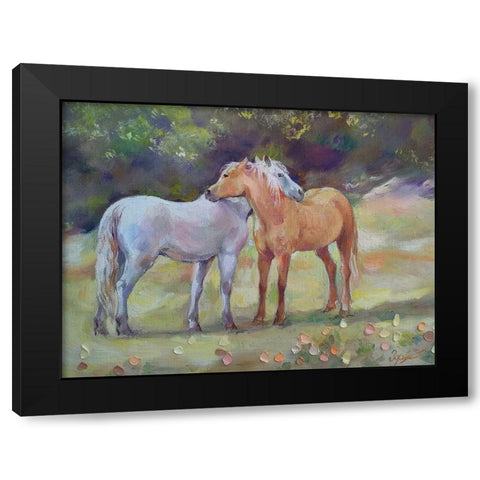 Horses in Love II Black Modern Wood Framed Art Print with Double Matting by Zareckaye, Tatiana
