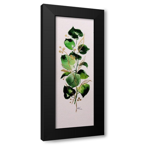 Leaves with Gold Black Modern Wood Framed Art Print with Double Matting by Kovacs, Anna Brigite