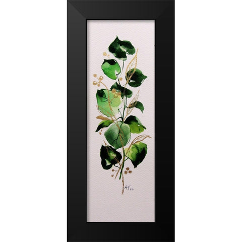 Leaves with Gold Black Modern Wood Framed Art Print by Kovacs, Anna Brigite