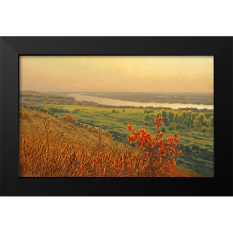 River Volga Black Modern Wood Framed Art Print by Adamov, Alexey
