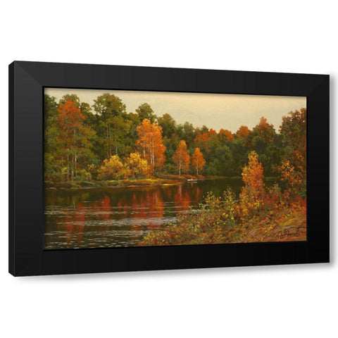 Autumn River Black Modern Wood Framed Art Print with Double Matting by Adamov, Alexey