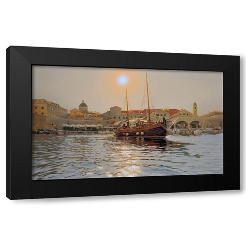 An Old Town Black Modern Wood Framed Art Print with Double Matting by Adamov, Alexey