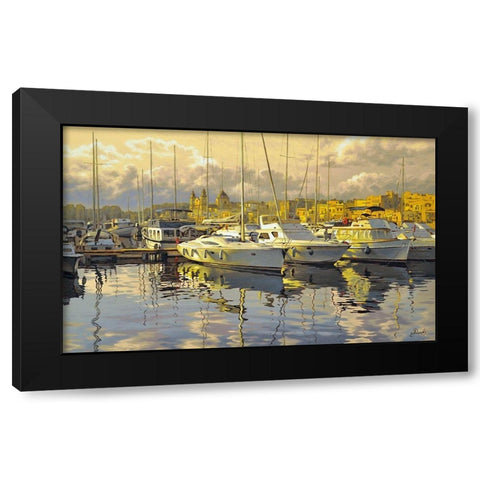 Yacht Marine Black Modern Wood Framed Art Print by Adamov, Alexey