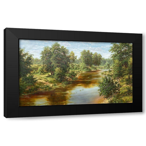 Slowly River Black Modern Wood Framed Art Print with Double Matting by Davutov, Ilfat