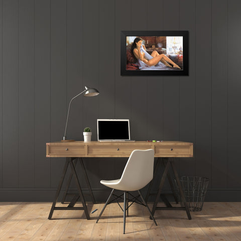 Miss Angelika Black Modern Wood Framed Art Print by Waisong, Jim