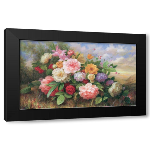 Bouquet of Flowers Black Modern Wood Framed Art Print by Guo, Jimmy