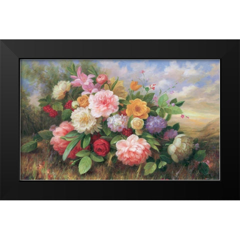 Bouquet of Flowers Black Modern Wood Framed Art Print by Guo, Jimmy