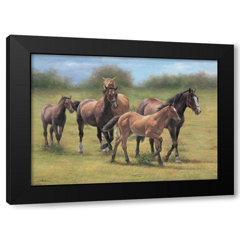 Running Horses Black Modern Wood Framed Art Print by Jackson