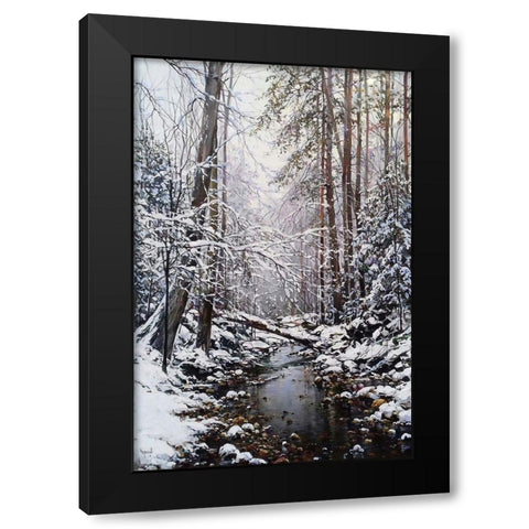 First Snow in December Black Modern Wood Framed Art Print by Cernov, Ivan