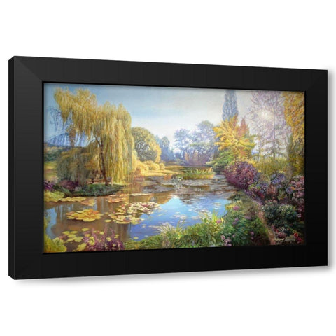 A Garden Monet Style I Black Modern Wood Framed Art Print with Double Matting by Kopania, Zbigniew