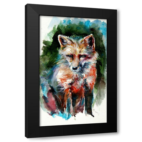 Red Fox Black Modern Wood Framed Art Print with Double Matting by Kovacs, Anna Brigite