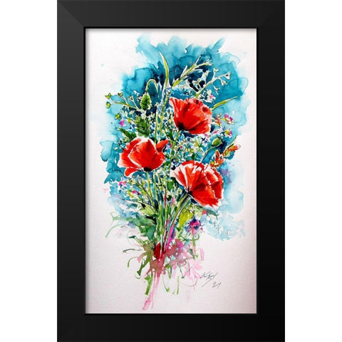 Beautiful Red Poppies II Black Modern Wood Framed Art Print by Kovacs, Anna Brigite