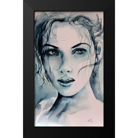 Girl Portrait Black Modern Wood Framed Art Print by Kovacs, Anna Brigite