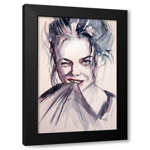 Funny Girl Black Modern Wood Framed Art Print with Double Matting by Kovacs, Anna Brigite