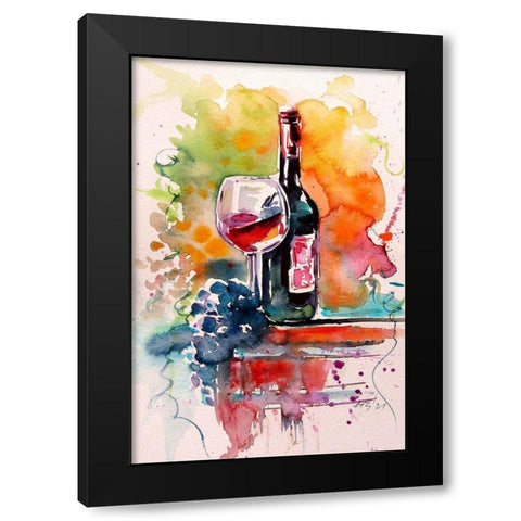 Wine and Grape Black Modern Wood Framed Art Print with Double Matting by Kovacs, Anna Brigite