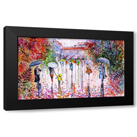 Fall in the City II Black Modern Wood Framed Art Print by Kovacs, Anna Brigite