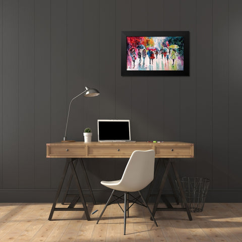 Umbrellas II Black Modern Wood Framed Art Print by Kovacs, Anna Brigite