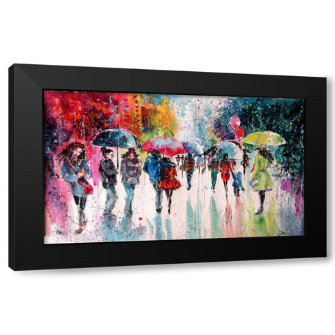 Umbrellas II Black Modern Wood Framed Art Print with Double Matting by Kovacs, Anna Brigite