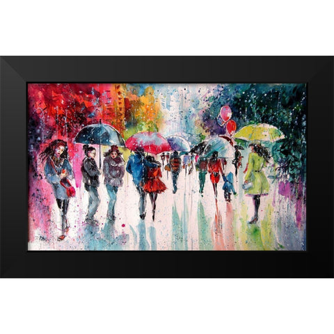 Umbrellas II Black Modern Wood Framed Art Print by Kovacs, Anna Brigite