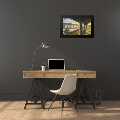 Chamford Bridge Black Modern Wood Framed Art Print by Strube, Ling