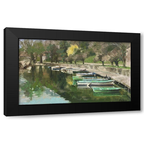 French Small Harbour Black Modern Wood Framed Art Print by Strube, Ling