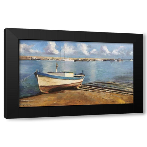 Boat in Sicily Black Modern Wood Framed Art Print with Double Matting by Strube, Ling