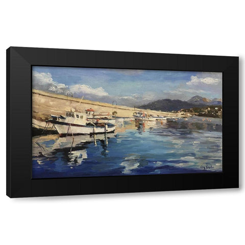 Italian Harbour Black Modern Wood Framed Art Print with Double Matting by Strube, Ling