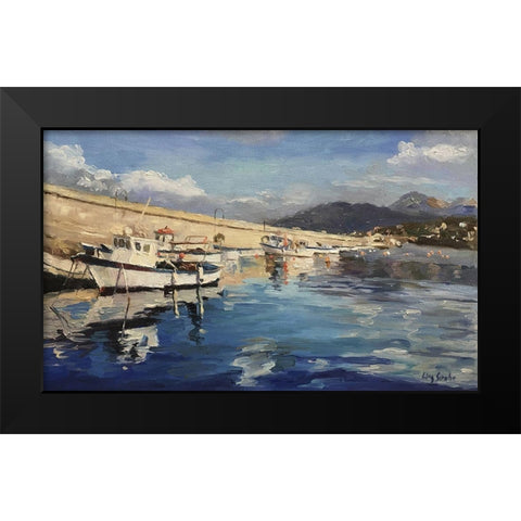 Italian Harbour Black Modern Wood Framed Art Print by Strube, Ling