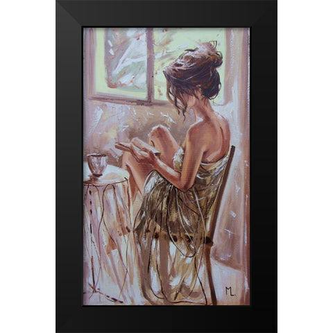 Coffee and Book Black Modern Wood Framed Art Print by Luniak, Monika