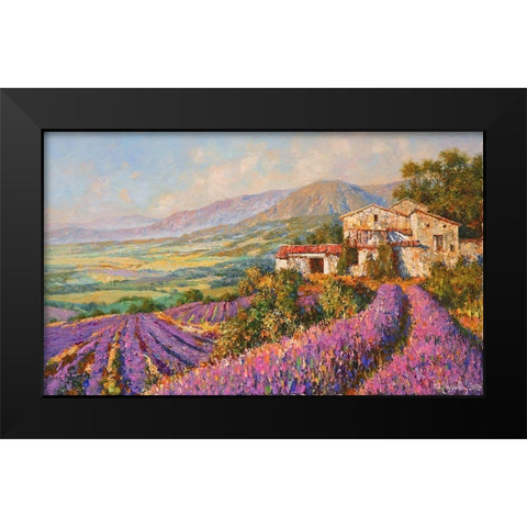Provence-Lavender Fields Black Modern Wood Framed Art Print by Obuchovsky, Yury