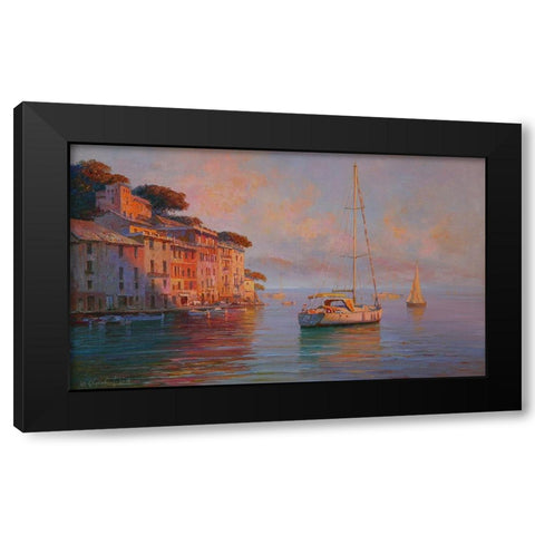 Portofino  Black Modern Wood Framed Art Print with Double Matting by Obuchovsky, Yury